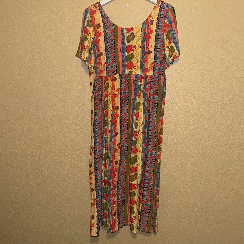 Xtreme island designs hawaii vintage colorful rayon Maxi Dress M Medium